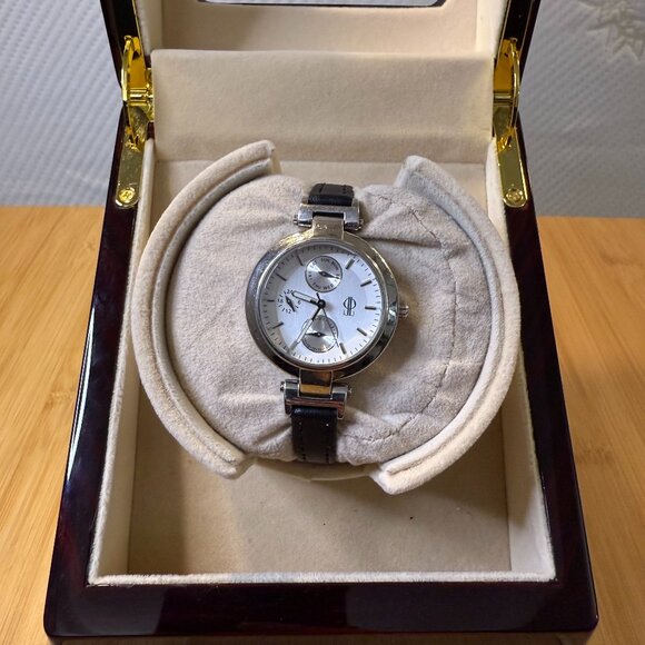 JLo Jennifer Lopez Silver/Black Chronograph Ladies' Watch FMDJL514, 34mm - Picture 1 of 5